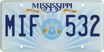 MS license plate MIF532