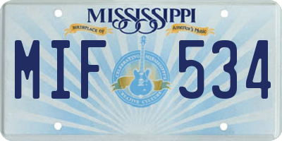MS license plate MIF534