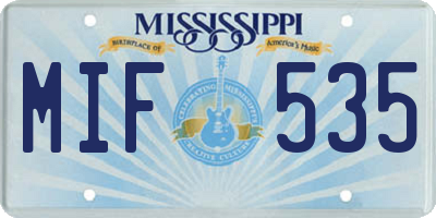 MS license plate MIF535