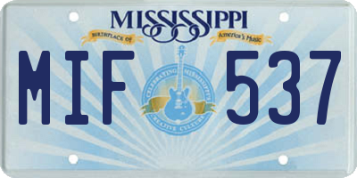 MS license plate MIF537