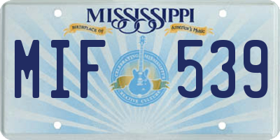 MS license plate MIF539
