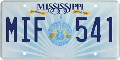 MS license plate MIF541