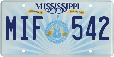 MS license plate MIF542