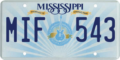 MS license plate MIF543