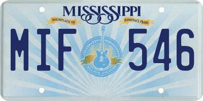 MS license plate MIF546