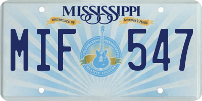 MS license plate MIF547