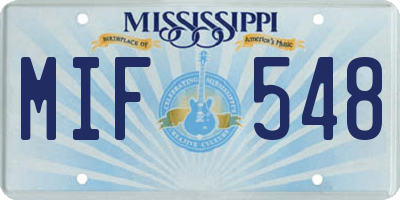 MS license plate MIF548