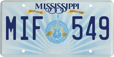 MS license plate MIF549