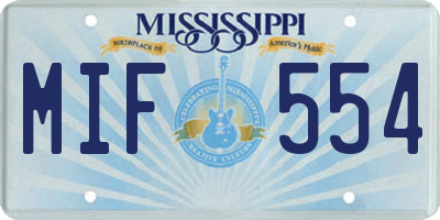 MS license plate MIF554