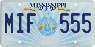 MS license plate MIF555