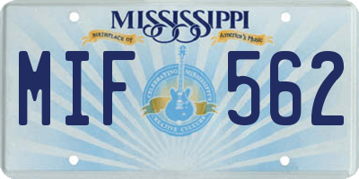 MS license plate MIF562