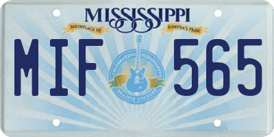 MS license plate MIF565