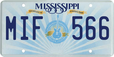 MS license plate MIF566