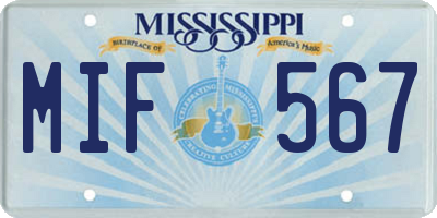 MS license plate MIF567