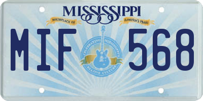 MS license plate MIF568