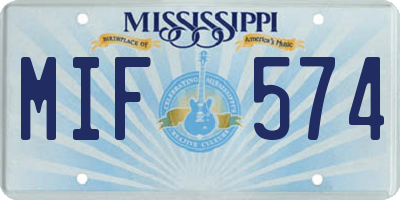 MS license plate MIF574