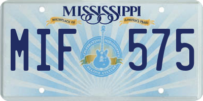 MS license plate MIF575