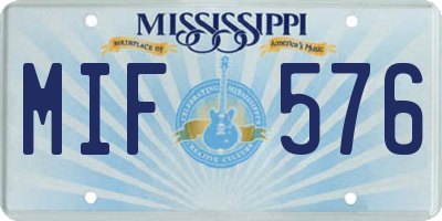 MS license plate MIF576