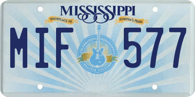 MS license plate MIF577