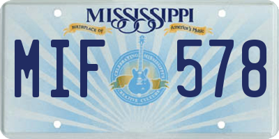 MS license plate MIF578