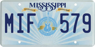 MS license plate MIF579
