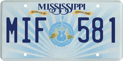 MS license plate MIF581