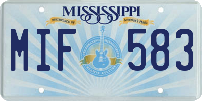 MS license plate MIF583