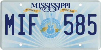 MS license plate MIF585