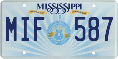 MS license plate MIF587