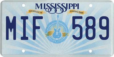 MS license plate MIF589