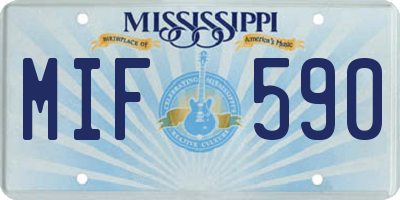MS license plate MIF590