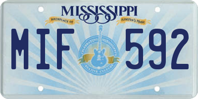 MS license plate MIF592