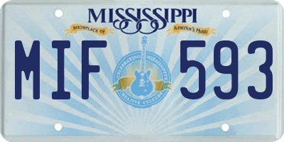 MS license plate MIF593