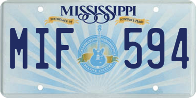 MS license plate MIF594