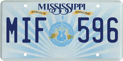 MS license plate MIF596
