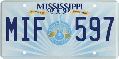 MS license plate MIF597