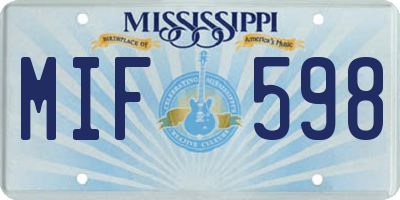 MS license plate MIF598