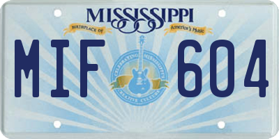MS license plate MIF604