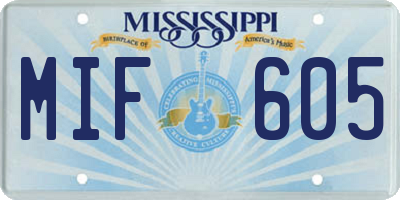 MS license plate MIF605