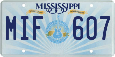 MS license plate MIF607