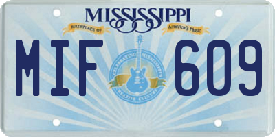MS license plate MIF609