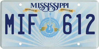 MS license plate MIF612
