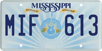 MS license plate MIF613