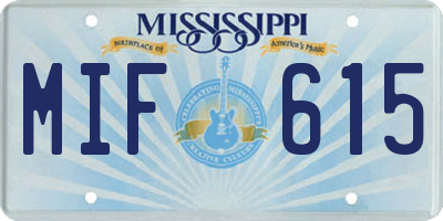 MS license plate MIF615