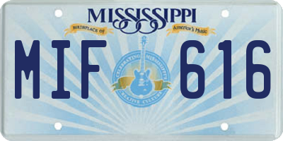 MS license plate MIF616