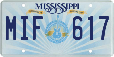 MS license plate MIF617
