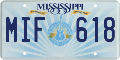 MS license plate MIF618