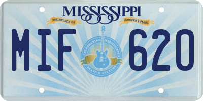 MS license plate MIF620