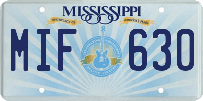 MS license plate MIF630