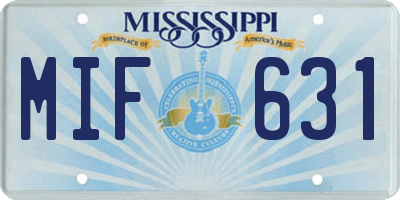 MS license plate MIF631